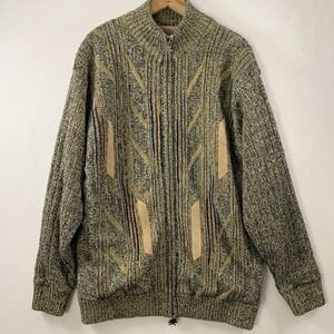 Mens 3D Textured Full Zip Cardigan Sweater Jacket XL Streetwear Biggie‎ Urban